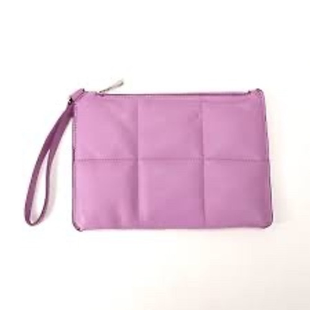A New Day Lavender Quilted Faux Leather Wristlet Clutch Purse